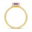 14K Yellow Gold East West Octagon Amethyst and Diamond Semi Precious Ring