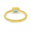 14K Yellow Gold Octagon Blue Topaz East West Semi Precious Ring