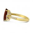14K Yellow Gold Oval North South Garnet and Diamond Art Deco Semi Precious Ring