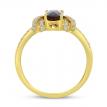 14K Yellow Gold Oval North South Garnet and Diamond Art Deco Semi Precious Ring