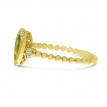 14K Yellow Gold Pear Peridot and Diamond Beaded Band Semi Precious Ring