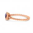 14K Rose Gold Octagon Amethyst and Diamond Semi Precious Beaded Band Ring