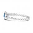 14K White Gold Oval Blue Topaz and Diamond Beaded Band Semi Precious Ring