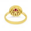 14K Yellow Gold Round Ruby and Diamond Precious Art Deco Ring