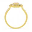 14K Yellow Gold Round Ruby and Diamond Precious Art Deco Ring