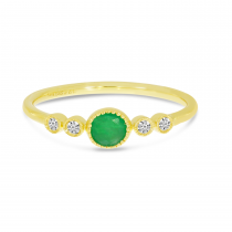 14K Yellow Gold Round Emerald and Diamond Stackable Precious Ring
