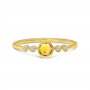 14K Yellow Gold Round Citrine and Diamond Stackable Semi Precious Ring
