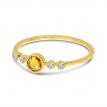 14K Yellow Gold Round Citrine and Diamond Stackable Semi Precious Ring