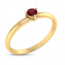 10K Yellow Gold 3mm Round Garnet Birthstone Ring