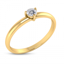 14K Yellow Gold 3mm Round White Topaz Birthstone Ring