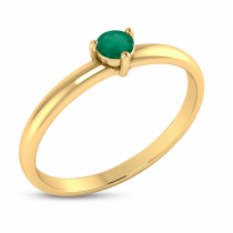 14K Yellow Gold 3mm Round Emerald Birthstone Ring