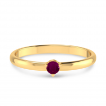 14K Yellow Gold 3mm Round Ruby Birthstone Ring