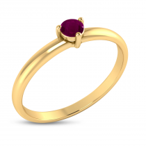 14K Yellow Gold 3mm Round Ruby Birthstone Ring
