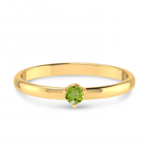 14K Yellow Gold 3mm Round Peridot Birthstone Ring