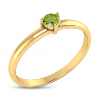 14K Yellow Gold 3mm Round Peridot Birthstone Ring