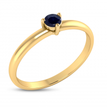 14K Yellow Gold 3mm Round Sapphire Birthstone Ring