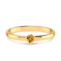 14K Yellow Gold 3mm Round Citrine Birthstone Ring