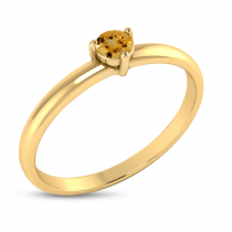 14K Yellow Gold 3mm Round Citrine Birthstone Ring