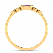 14K Yellow Gold Oval Amethyst and Diamond Stackable Ring