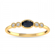 14K Yellow Gold Oval Sapphire and Diamond Stackable Ring