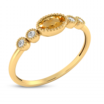 14K Yellow Gold Oval Citrine and Diamond Stackable Ring