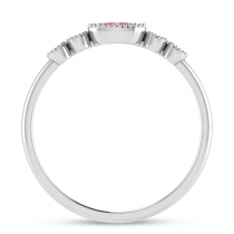 14K White Gold Oval Pink Tourmaline and Diamond Stackable Ring