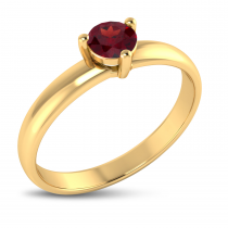 10K Yellow Gold 4mm Round Garnet Birthstone Ring