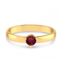 10K Yellow Gold 4mm Round Garnet Birthstone Ring