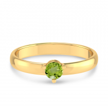 10K Yellow Gold 4mm Round Peridot Birthstone Ring