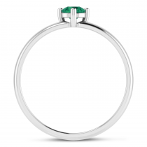 10K White Gold 4mm Round Emerald Birthstone Ring