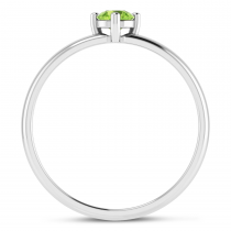 10K White Gold 4mm Round Peridot Birthstone Ring