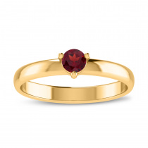 14K Yellow Gold 4mm Round Garnet Birthstone Ring