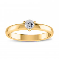 14K Yellow Gold 4mm Round White Topaz Birthstone Ring