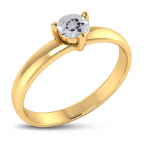 14K Yellow Gold 4mm Round White Topaz Birthstone Ring