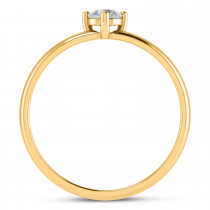 14K Yellow Gold 4mm Round White Topaz Birthstone Ring