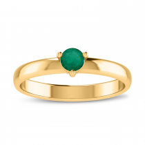 14K Yellow Gold 4mm Round Emerald Birthstone Ring