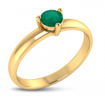 14K Yellow Gold 4mm Round Emerald Birthstone Ring