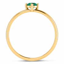 14K Yellow Gold 4mm Round Emerald Birthstone Ring