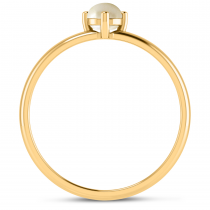14K Yellow Gold 4mm Round Pearl Birthstone Ring