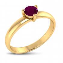 14K Yellow Gold 4mm Round Ruby Birthstone Ring