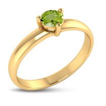 14K Yellow Gold 4mm Round Peridot Birthstone Ring