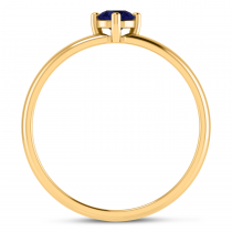 14K Yellow Gold 4mm Round Sapphire Birthstone Ring