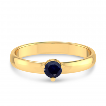 14K Yellow Gold 4mm Round Sapphire Birthstone Ring