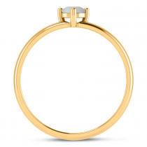 14K Yellow Gold 4mm Round Opal Birthstone Ring