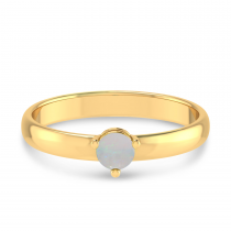 14K Yellow Gold 4mm Round Opal Birthstone Ring