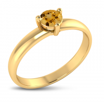 14K Yellow Gold 4mm Round Citrine Birthstone Ring