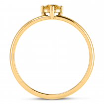 14K Yellow Gold 4mm Round Citrine Birthstone Ring