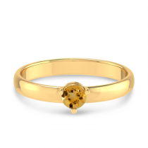 14K Yellow Gold 4mm Round Citrine Birthstone Ring