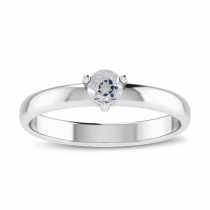 14K White Gold 4mm Round White Topaz Birthstone Ring