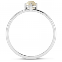 14K White Gold 4mm Round Pearl Birthstone Ring
